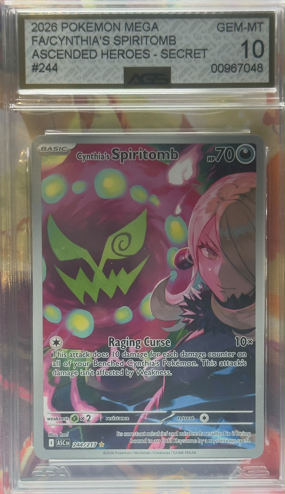 Cynthia's Spiritomb #244 AGS 10 ENG