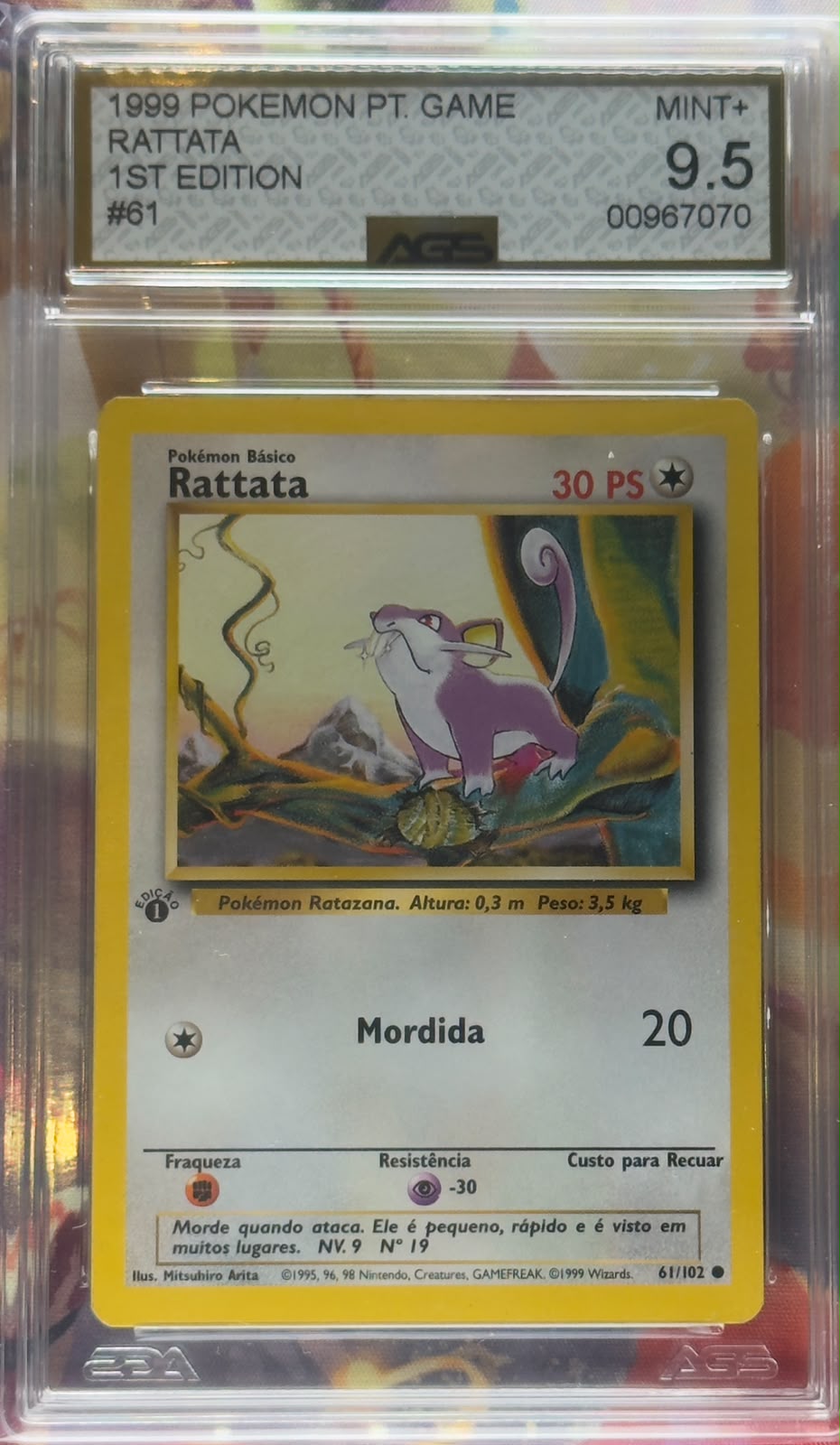 Rattata [1st Edition] #61 AGS 9,5 PT-BR