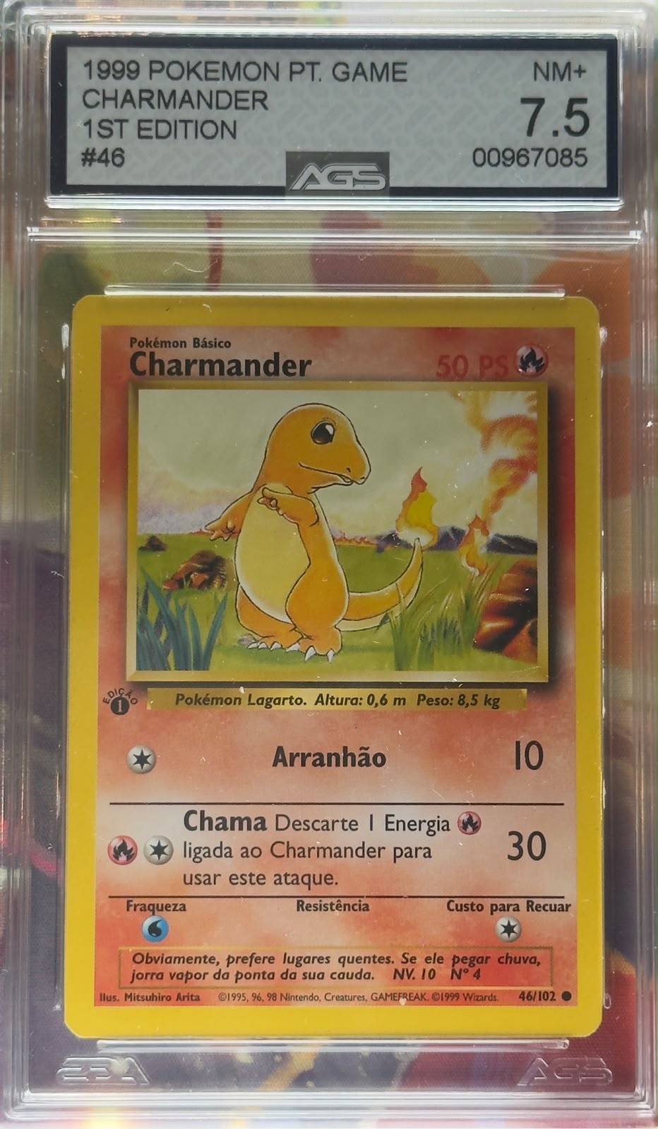 Charmander [1st Edition] #46  AGS 7,5 PT-BR