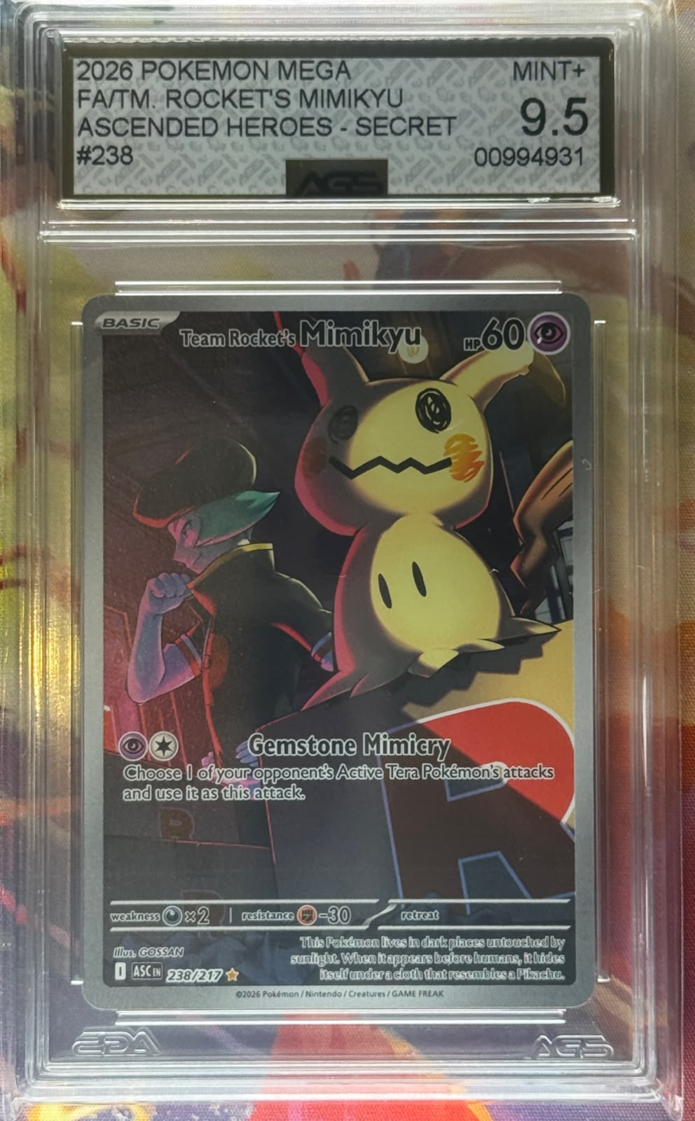 Team Rocket's Mimikyu #238 9.5 AGS ENG