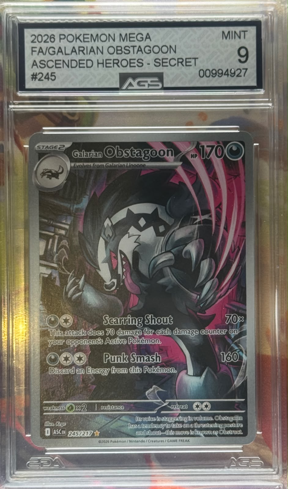 Galarian Obstagoon #245 AGS 9 ENG