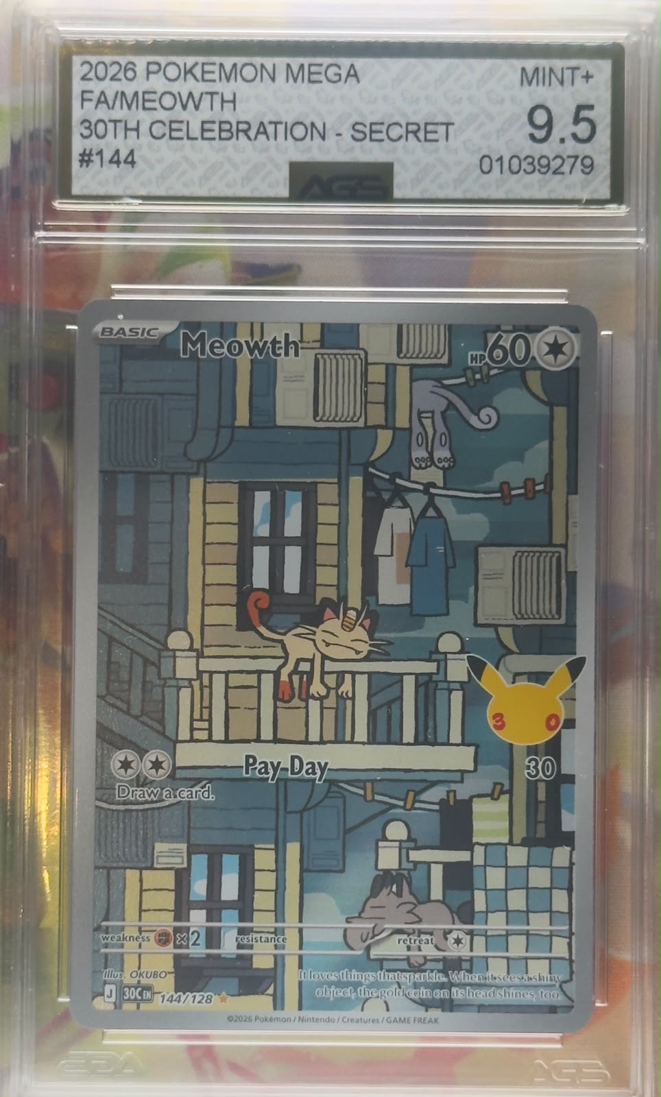 Meowth #144 AGS 9.5