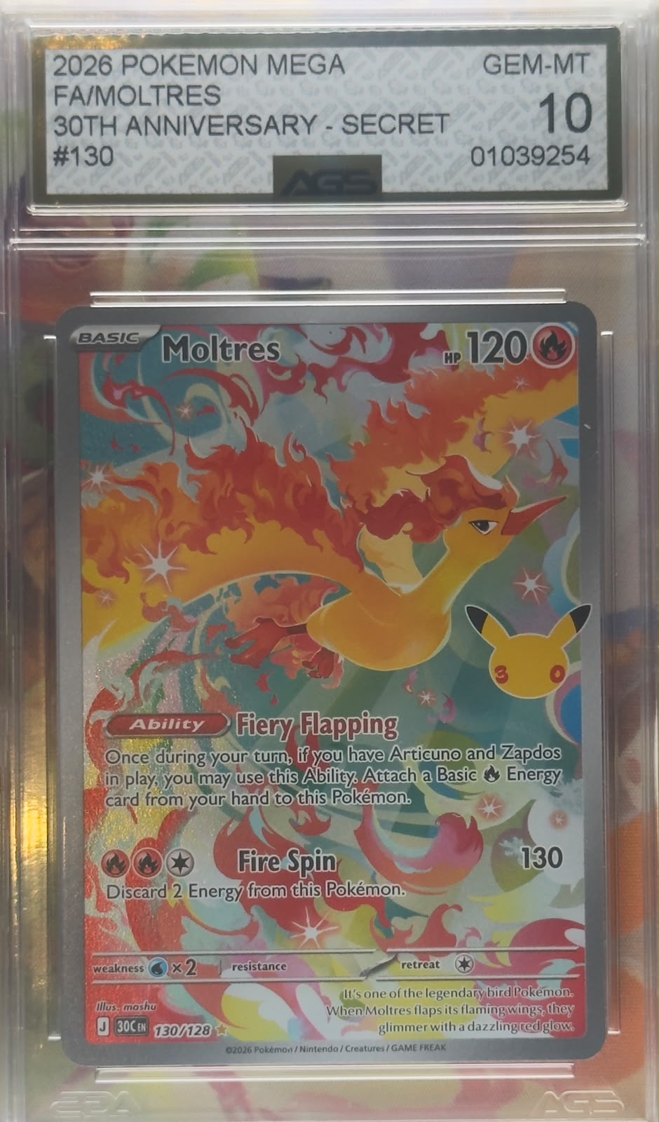 Moltres #130 AGS 10 ENG