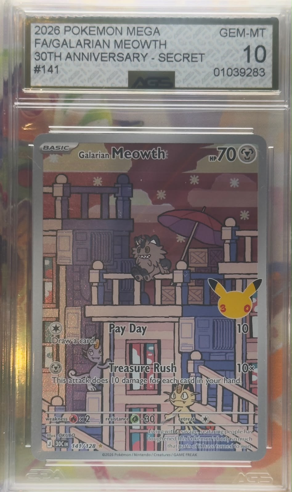 Galarian Meowth #141 AGS 10 ENG