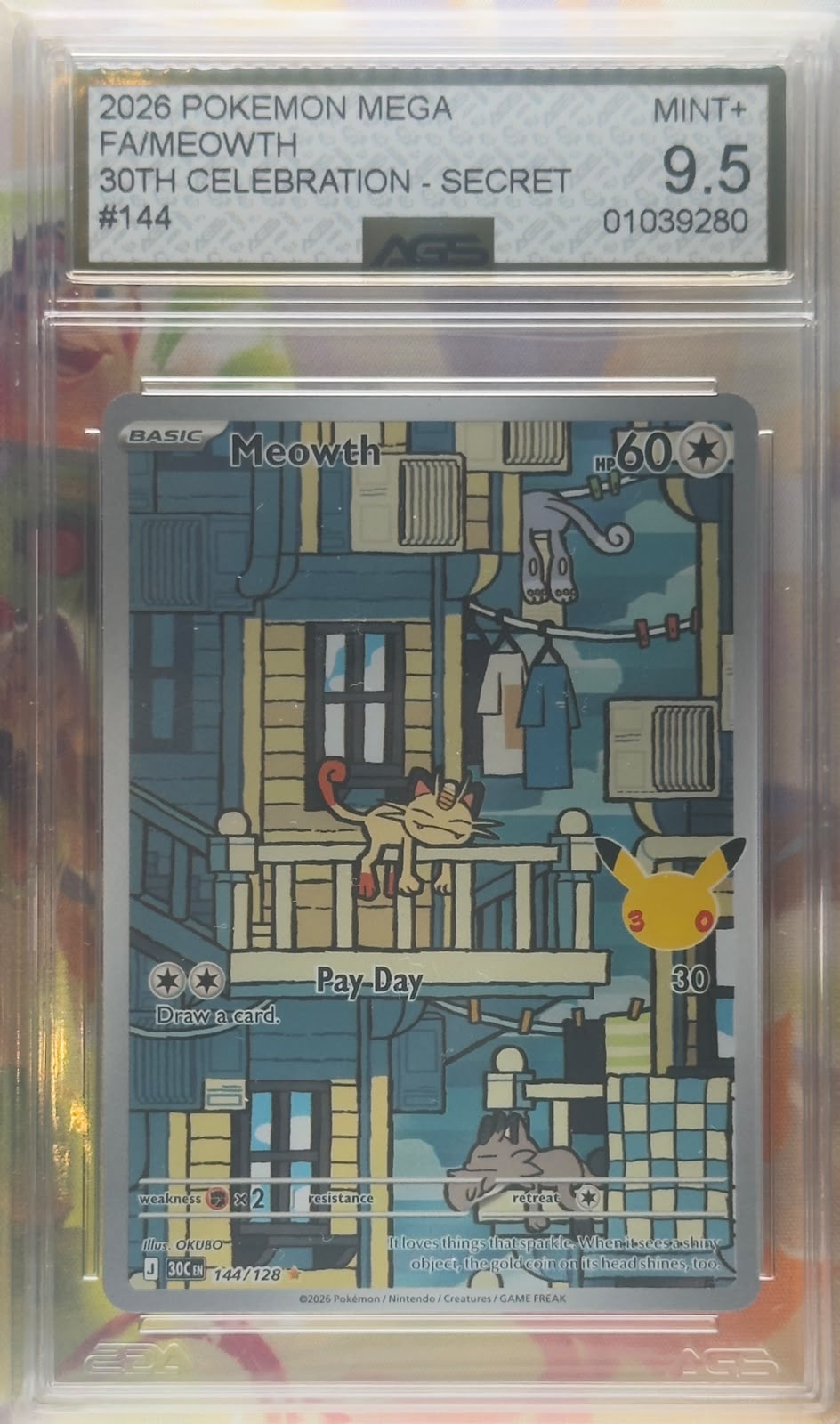 Meowth #144 AGS 9.5 ENG