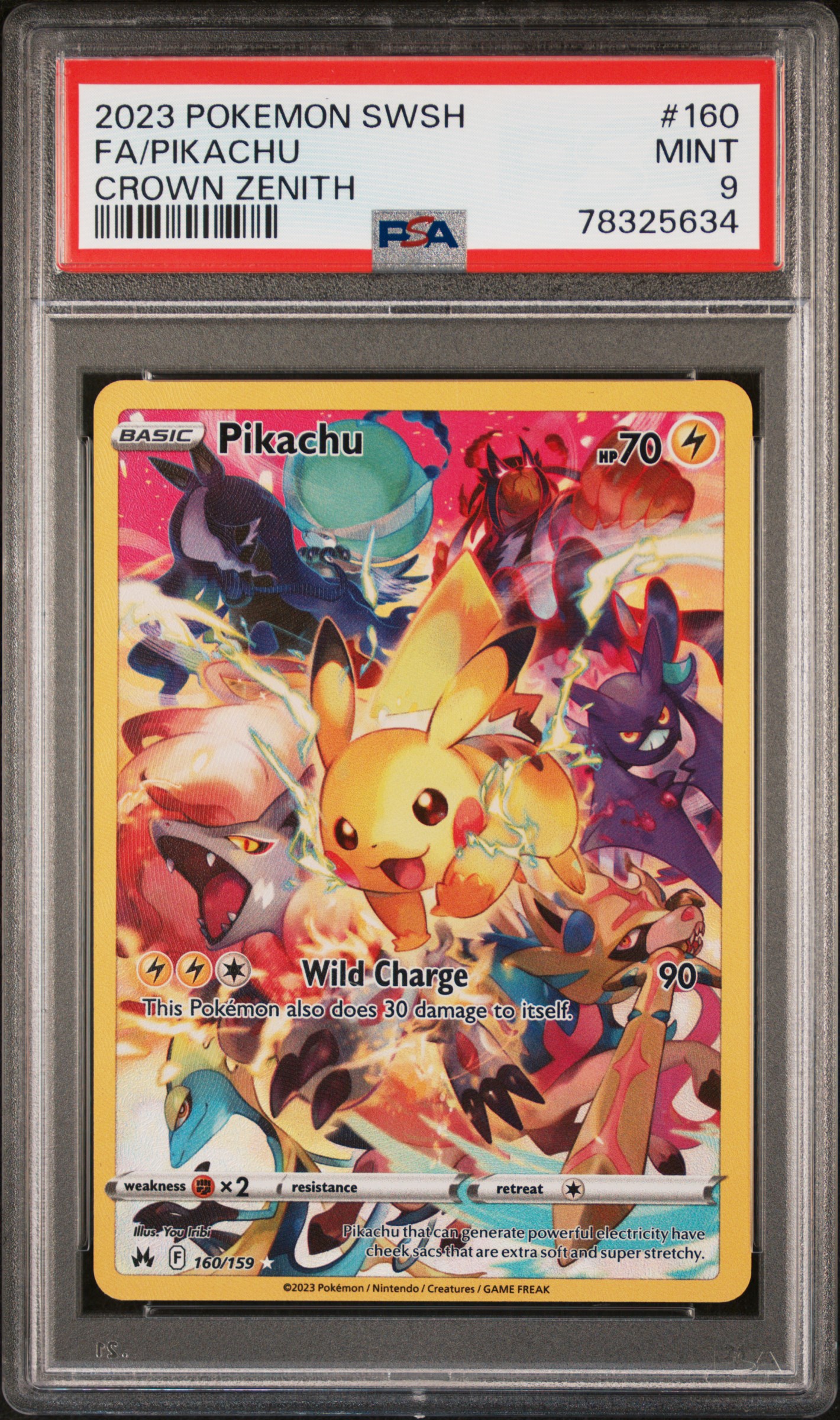 #160 FA/PIKACHU CROWN ZENITH PSA 9 ENG